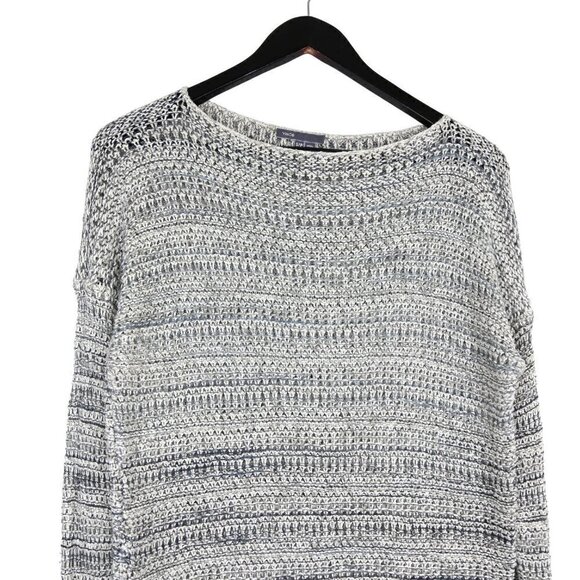 VINCE Sweater Heathered Marled Knited Scoop Neck Slouchy Fit Grey - Picture 2 of 5